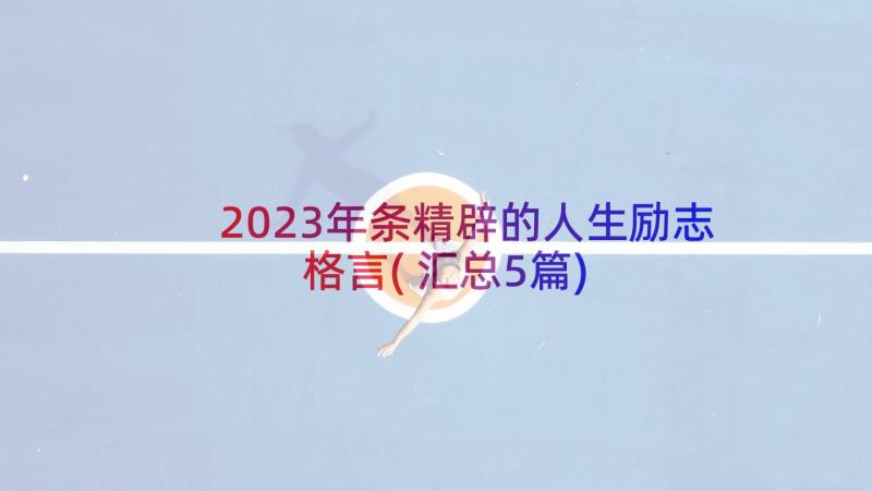 2023年条精辟的人生励志格言(汇总5篇)