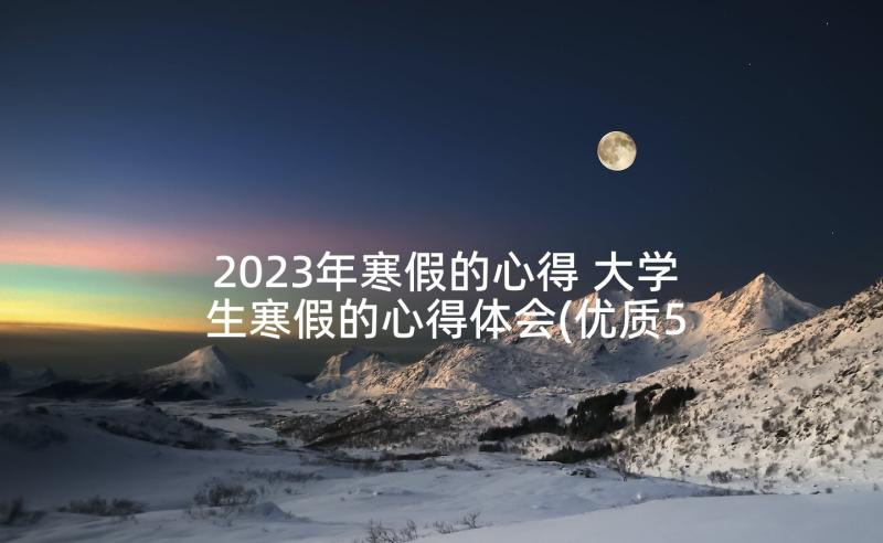 2023年寒假的心得 大学生寒假的心得体会(优质5篇)