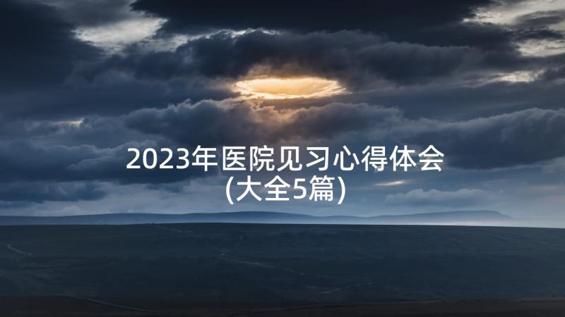 2023年医院见习心得体会(大全5篇)