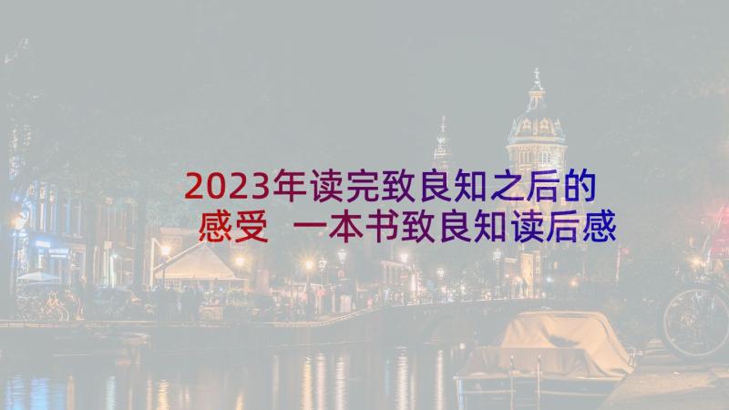 2023年读完致良知之后的感受 一本书致良知读后感(实用5篇)