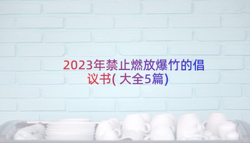 2023年禁止燃放爆竹的倡议书(大全5篇)