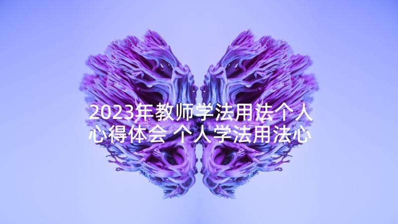 2023年教师学法用法个人心得体会 个人学法用法心得体会(精选5篇)