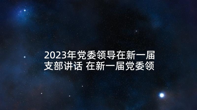 2023年党委领导在新一届支部讲话 在新一届党委领导班子上的讲话(实用5篇)