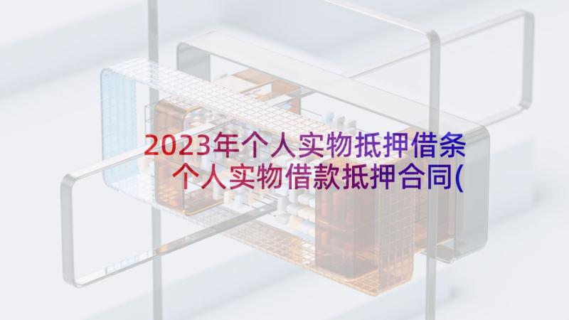 2023年个人实物抵押借条 个人实物借款抵押合同(精选6篇)