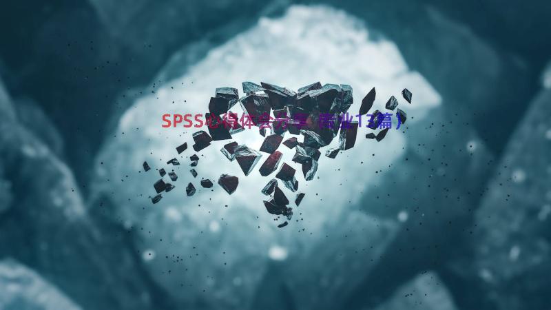 SPSS心得体会分享（专业13篇）