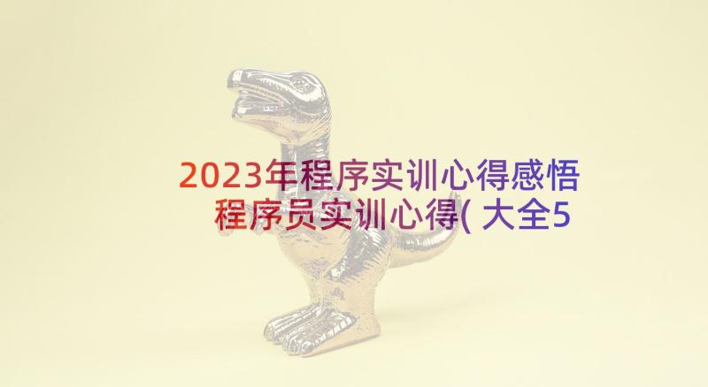 2023年程序实训心得感悟 程序员实训心得(大全5篇)