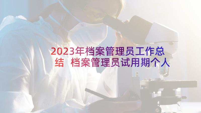 2023年档案管理员工作总结 档案管理员试用期个人工作的总结(精选10篇)