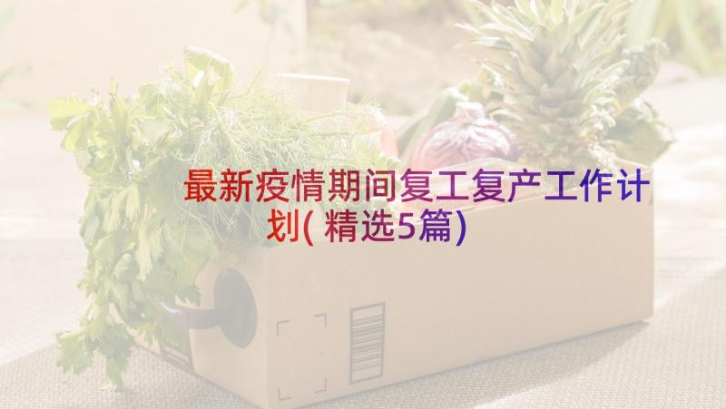 最新疫情期间复工复产工作计划(精选5篇)