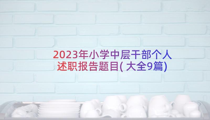 2023年小学中层干部个人述职报告题目(大全9篇)