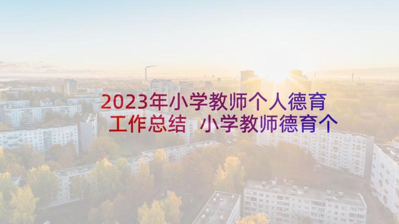 2023年小学教师个人德育工作总结 小学教师德育个人工作总结(汇总5篇)