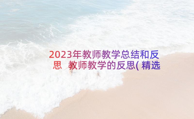 2023年教师教学总结和反思 教师教学的反思(精选10篇)