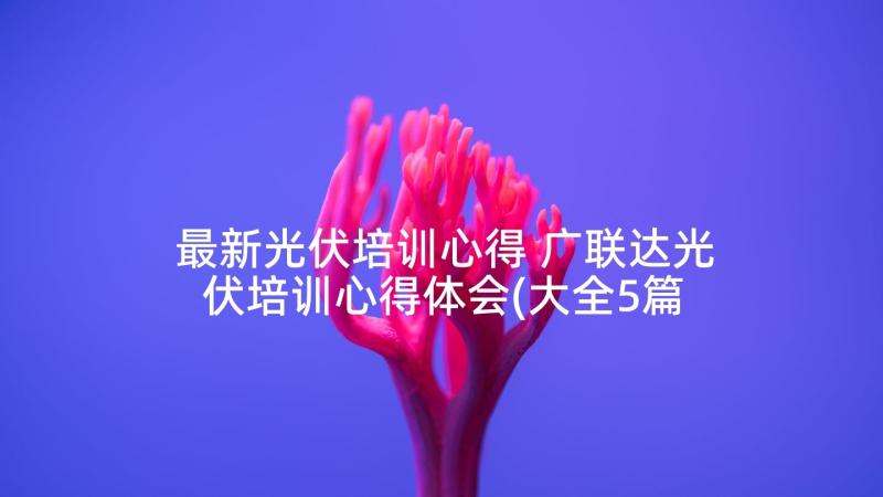 最新光伏培训心得 广联达光伏培训心得体会(大全5篇)