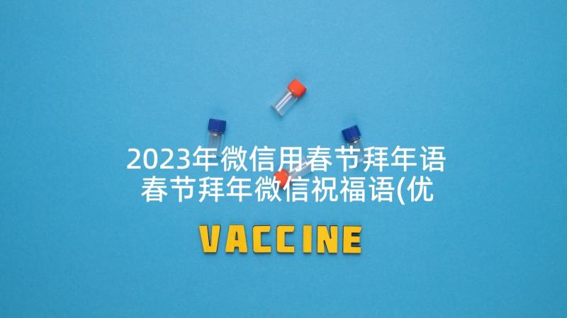 2023年微信用春节拜年语 春节拜年微信祝福语(优质5篇)