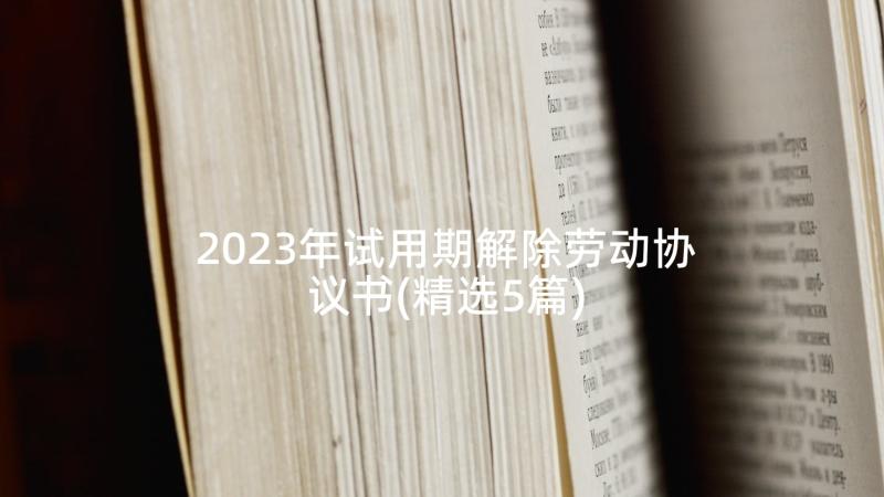 2023年试用期解除劳动协议书(精选5篇)