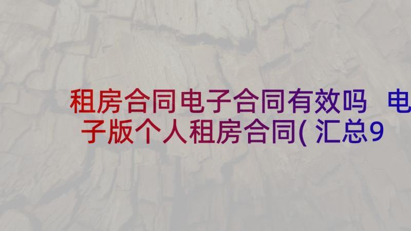 租房合同电子合同有效吗 电子版个人租房合同(汇总9篇)