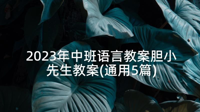 2023年中班语言教案胆小先生教案(通用5篇)