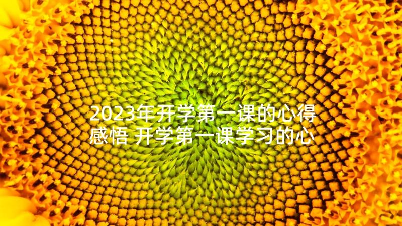 2023年开学第一课的心得感悟 开学第一课学习的心得体会(优质7篇)