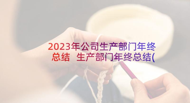 2023年公司生产部门年终总结 生产部门年终总结(优质8篇)