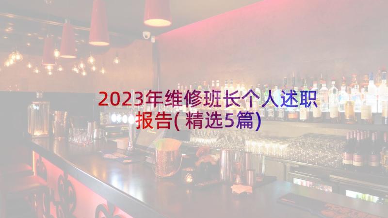 2023年维修班长个人述职报告(精选5篇)