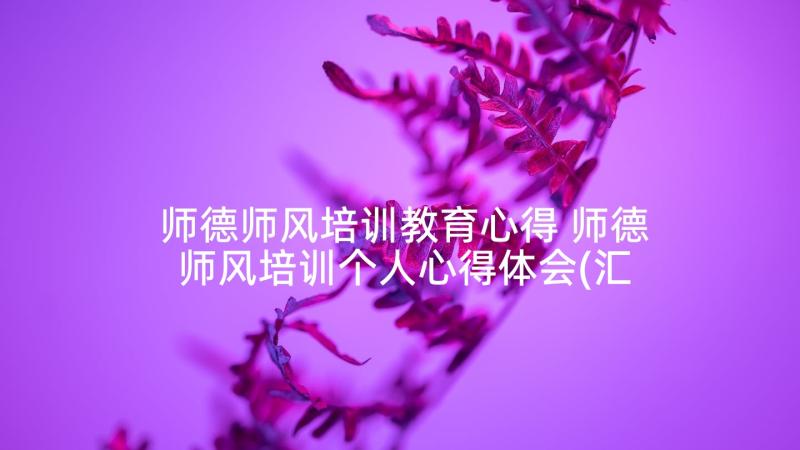 师德师风培训教育心得 师德师风培训个人心得体会(汇总5篇)