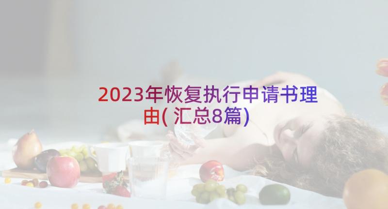 2023年恢复执行申请书理由(汇总8篇)