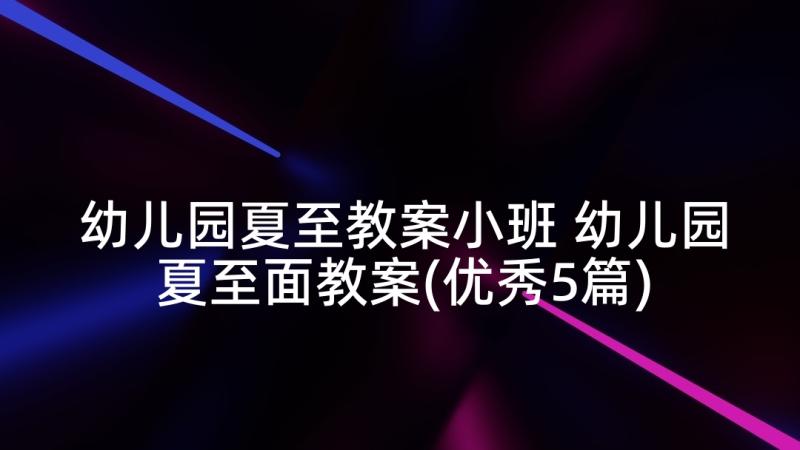 幼儿园夏至教案小班 幼儿园夏至面教案(优秀5篇)