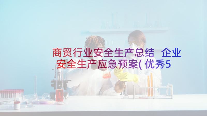 商贸行业安全生产总结 企业安全生产应急预案(优秀5篇)