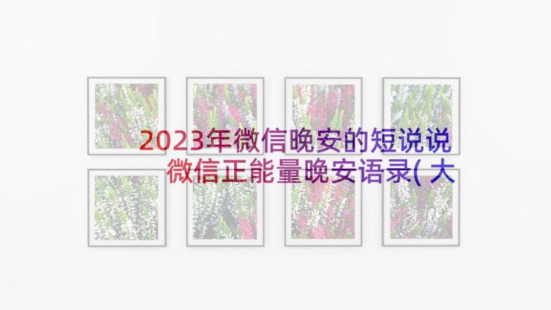 2023年微信晚安的短说说 微信正能量晚安语录(大全5篇)