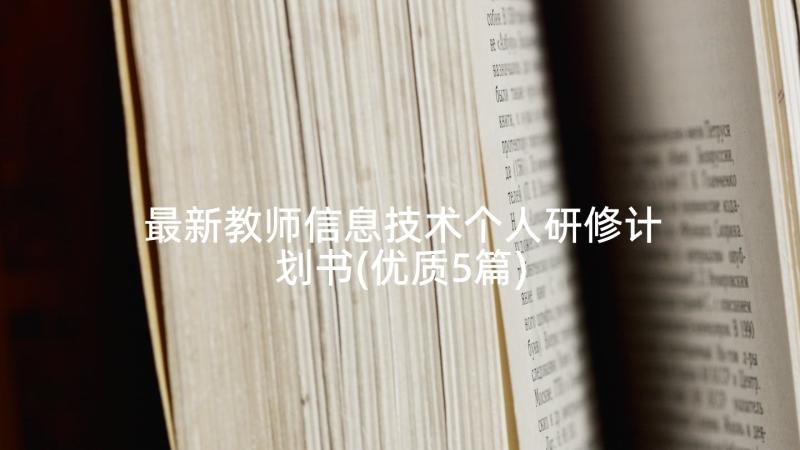 最新教师信息技术个人研修计划书(优质5篇)