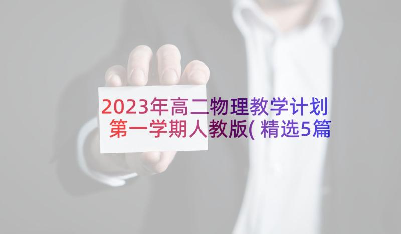 2023年高二物理教学计划第一学期人教版(精选5篇)