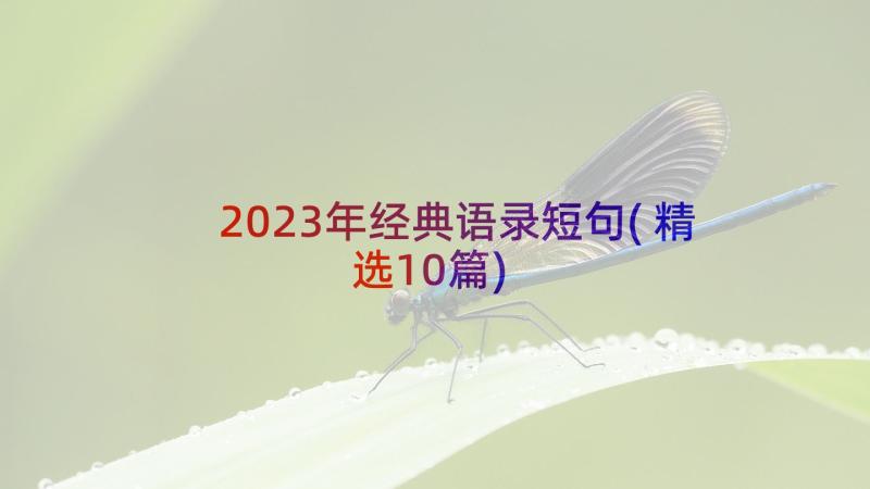 2023年经典语录短句(精选10篇)