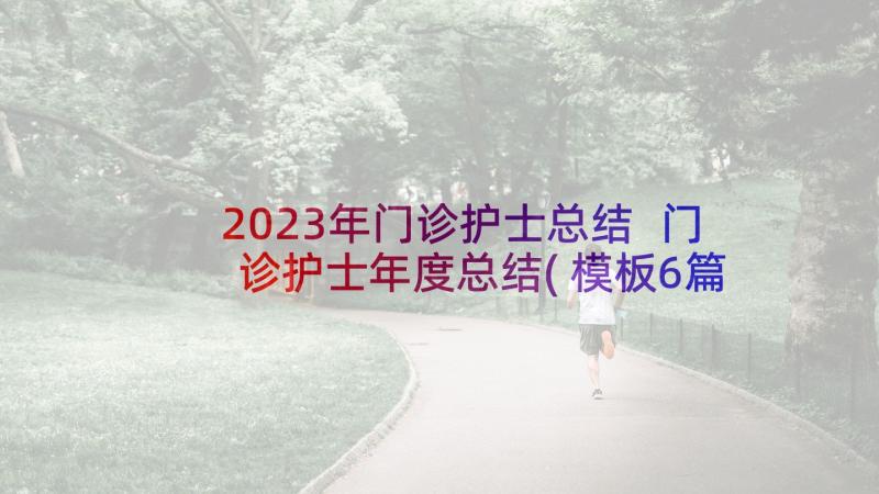 2023年门诊护士总结 门诊护士年度总结(模板6篇)