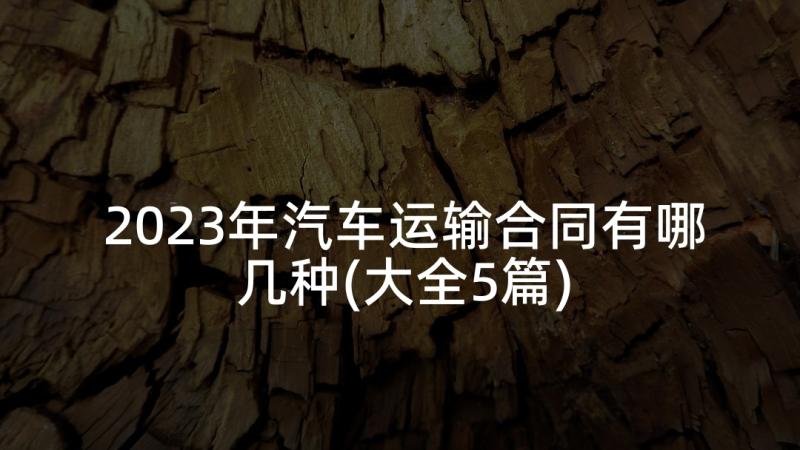 2023年汽车运输合同有哪几种(大全5篇)