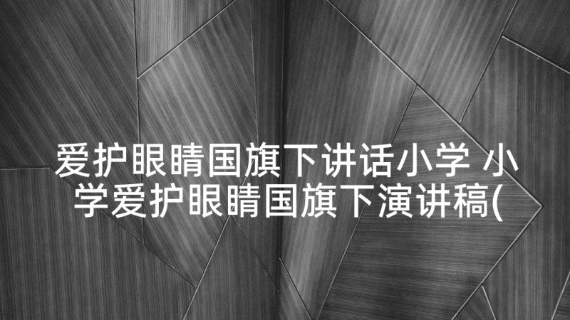 爱护眼睛国旗下讲话小学 小学爱护眼睛国旗下演讲稿(实用5篇)