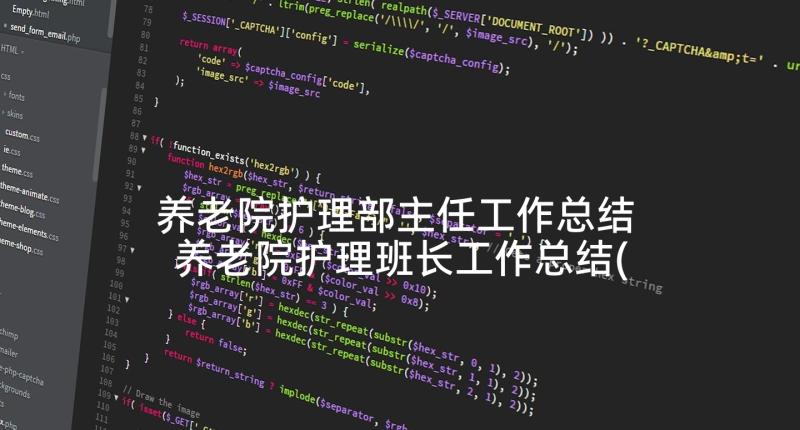 养老院护理部主任工作总结 养老院护理班长工作总结(汇总5篇)