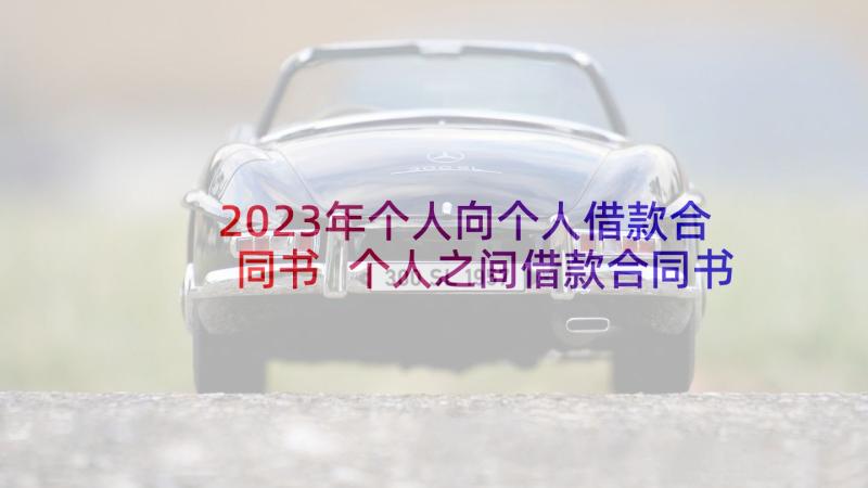 2023年个人向个人借款合同书 个人之间借款合同书(汇总5篇)