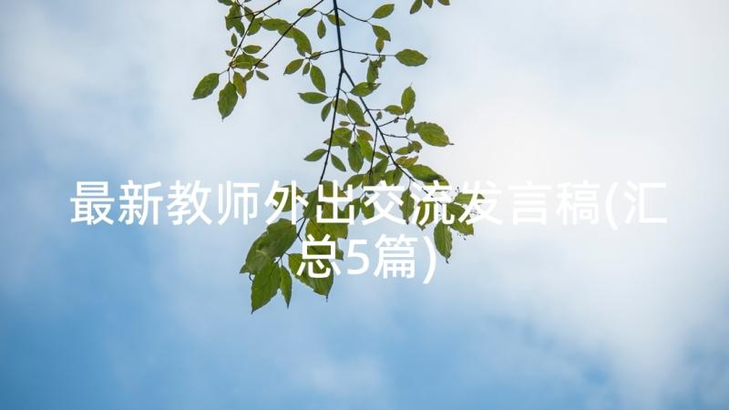 最新教师外出交流发言稿(汇总5篇)