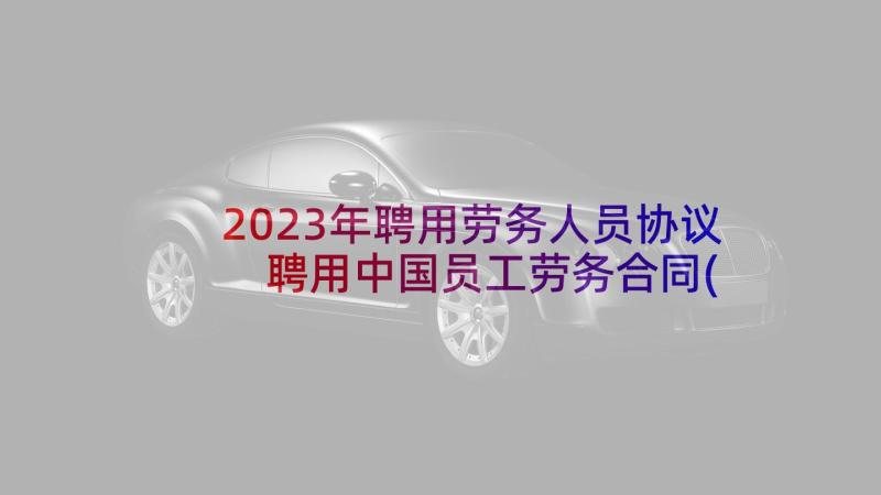 2023年聘用劳务人员协议 聘用中国员工劳务合同(实用8篇)