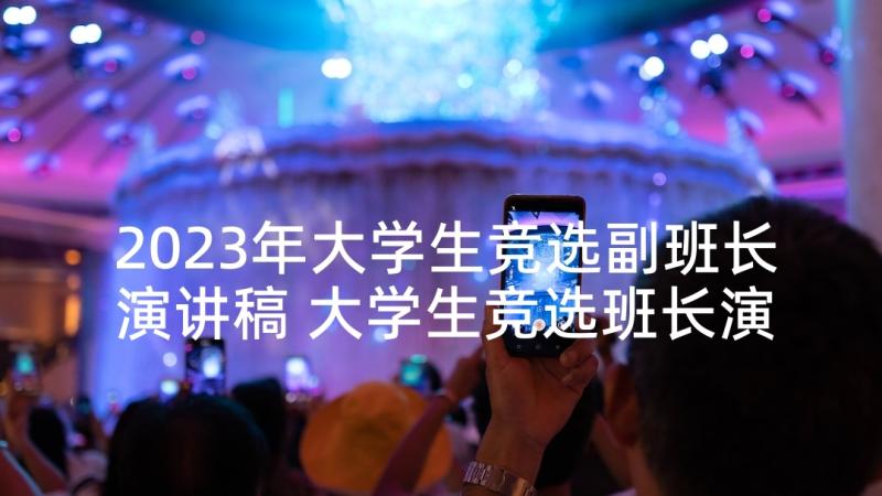 2023年大学生竞选副班长演讲稿 大学生竞选班长演讲稿(大全6篇)