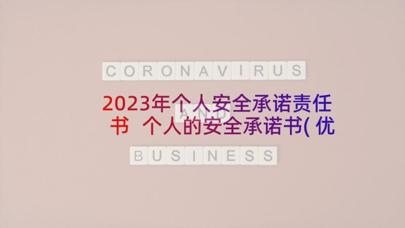 2023年个人安全承诺责任书 个人的安全承诺书(优秀8篇)