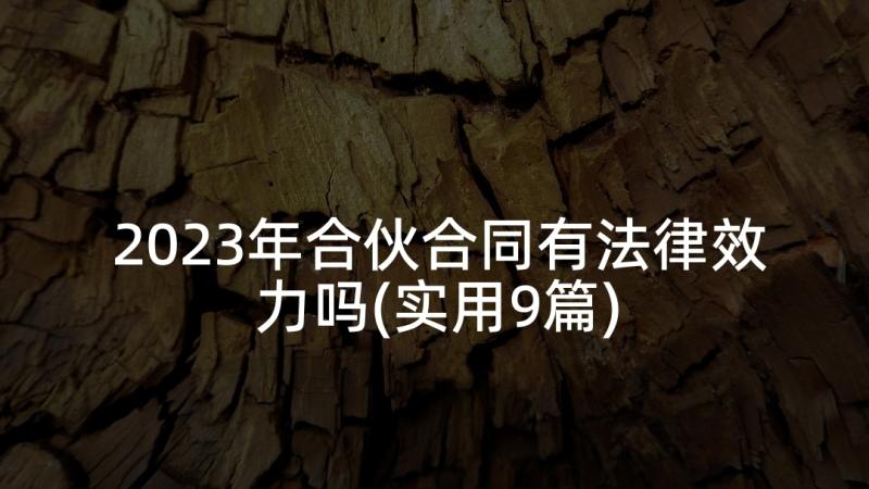 2023年合伙合同有法律效力吗(实用9篇)