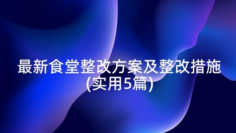 最新食堂整改方案及整改措施(实用5篇)