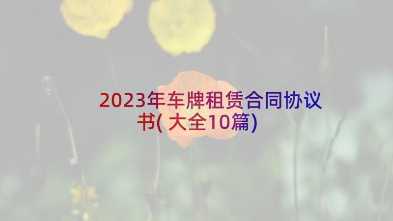 2023年车牌租赁合同协议书(大全10篇)