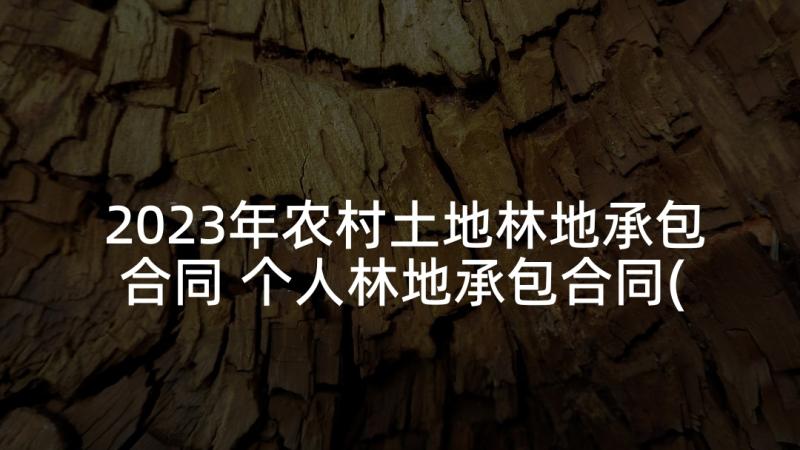 2023年农村土地林地承包合同 个人林地承包合同(汇总7篇)