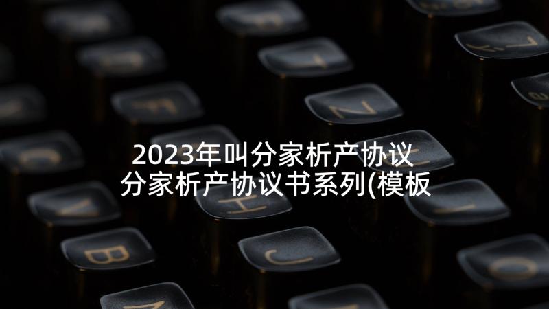 2023年叫分家析产协议 分家析产协议书系列(模板8篇)