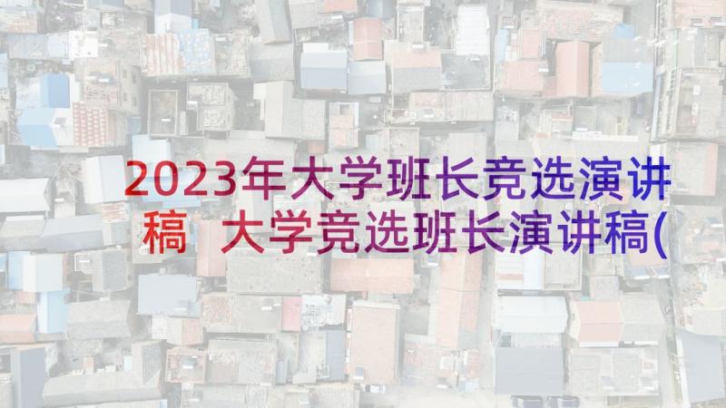 2023年大学班长竞选演讲稿 大学竞选班长演讲稿(精选8篇)