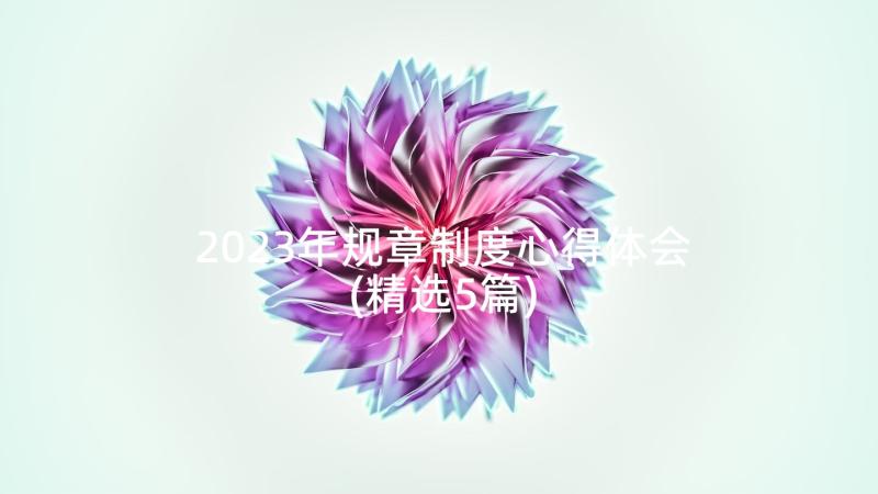 2023年规章制度心得体会(精选5篇)