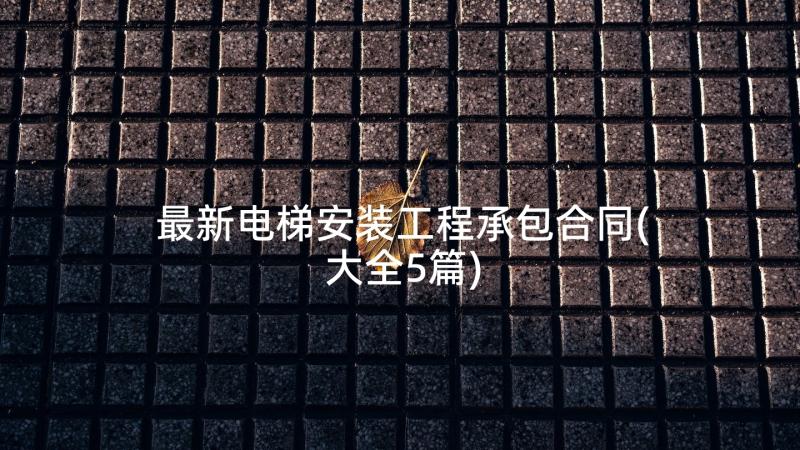 最新电梯安装工程承包合同(大全5篇)