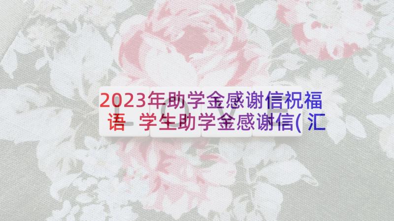 2023年助学金感谢信祝福语 学生助学金感谢信(汇总6篇)