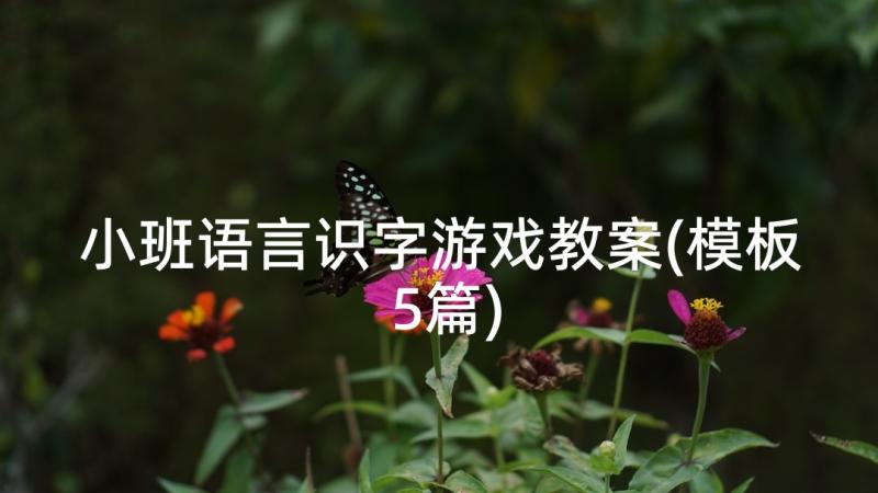 小班语言识字游戏教案(模板5篇)